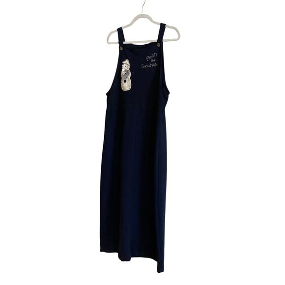 Y2K Faded Glory Navy Blue Button Embellished Snowman Overall Dress Size Large - Picture 16 of 16